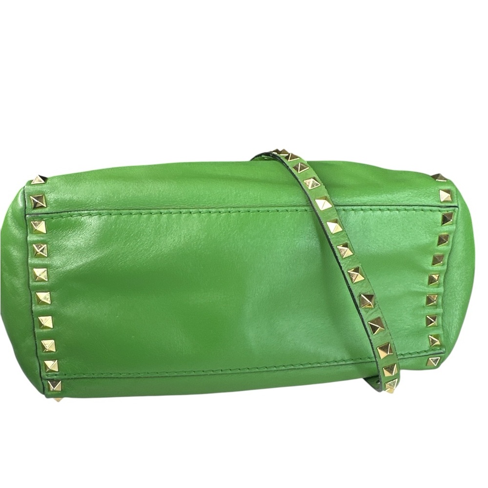 Valentino Green Studded Leather Tote Handbag - Picture 4 of 9